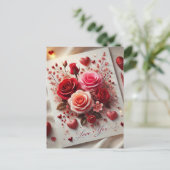 Liefde Valentijnsdag Roos Ansichtkaart Briefkaart (Staand voorkant)