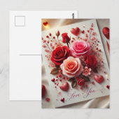 Liefde Valentijnsdag Roos Ansichtkaart Briefkaart (Voorkant / Achterkant)