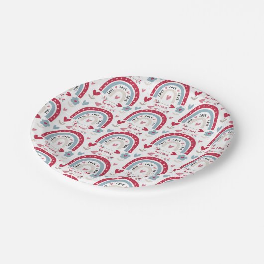 Liefde Valentijnsdag Round Rainbow Papieren Bordje (Gekanteld)