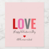 Liefde Valentijnsdag Roze rood hart op maat Wijn Etiket (Enkel label)