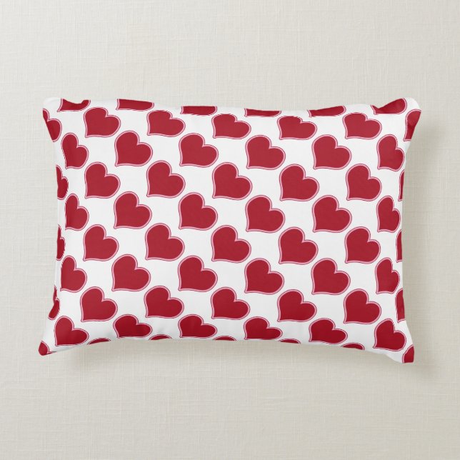 Liefde Valentijnsdag Roze Rood Harten Patroon Accent Kussen (Achterkant)