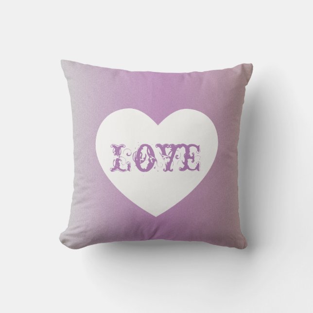 Liefde Valentijnsdag Roze Witte Hart Lettering Kussen (Voorkant)