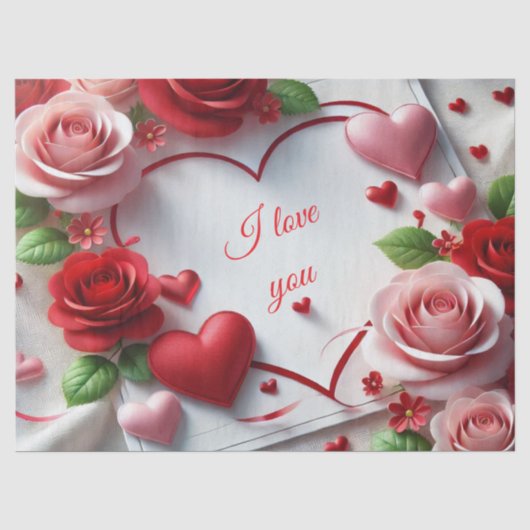 Liefde Valentijnsday Rozen Tissue Papier (Voorkant)