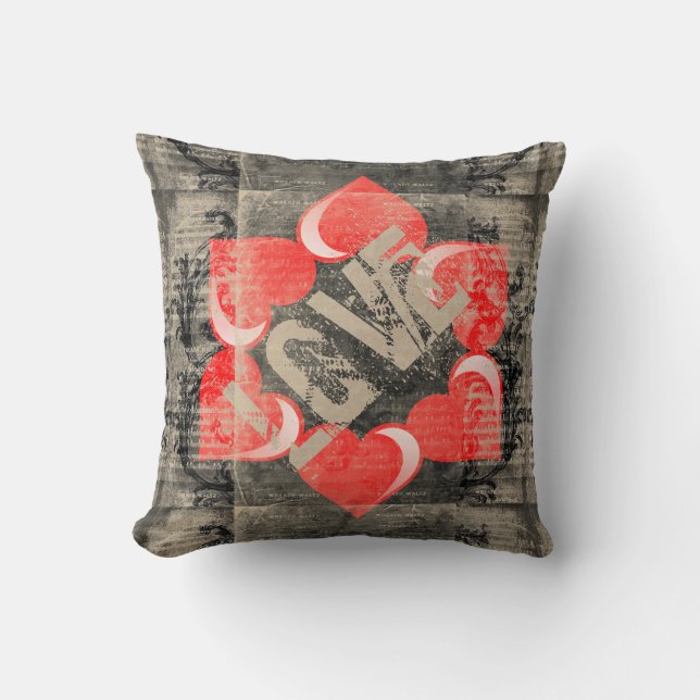 Liefde, Valentijnsharten Kussen Omkeerbaar Chic (Voorkant)