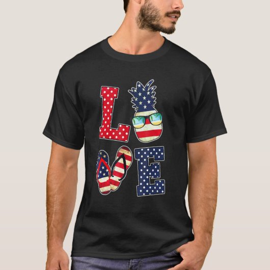 Liefde van 4 juli Amerikaanse vlag Zonnebrillen Pi T-shirt (Voorkant)