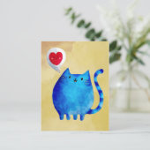 Liefde van de blauwe kat briefkaart (Staand voorkant)