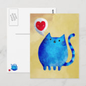 Liefde van de blauwe kat briefkaart (Voorkant / Achterkant)