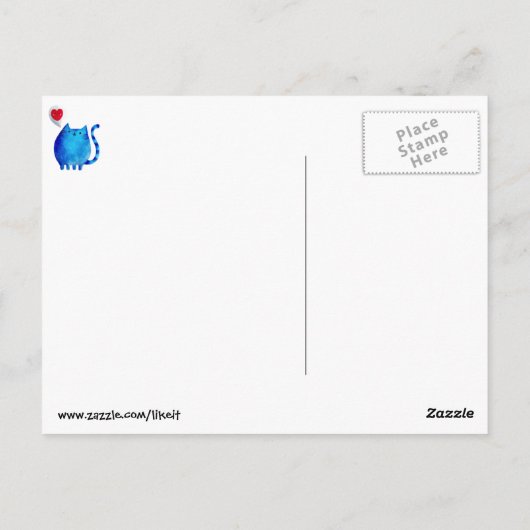 Liefde van de blauwe kat briefkaart (Achterkant)