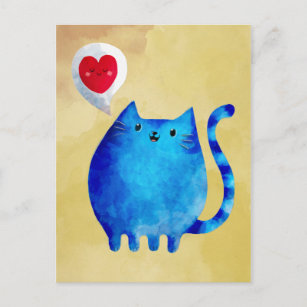 Liefde van de blauwe kat briefkaart