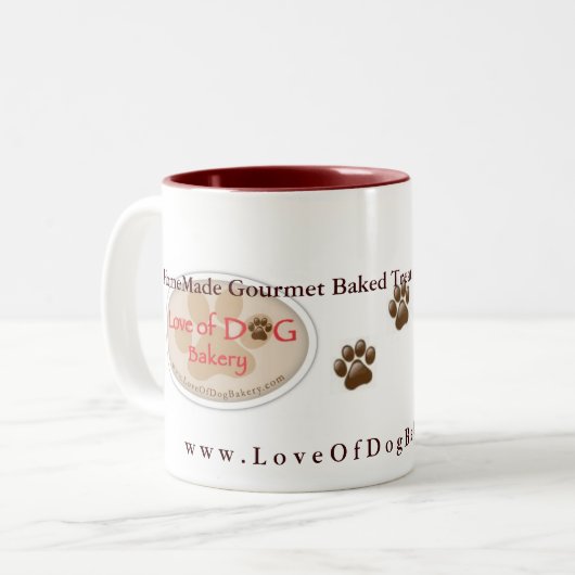 Liefde van de mok van Dog Bakery (Voorkant links)