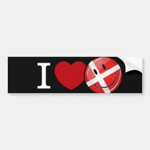 Liefde van Denemarken glimlachende vlag Bumpersticker