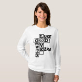 Liefde van God Bijbels kruiswoord Vrouwen lange mo T-shirt (Voorkant volledig)