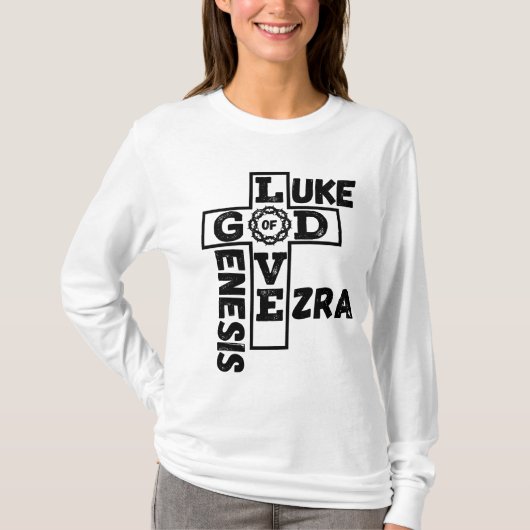 Liefde van God Bijbels kruiswoord Vrouwen lange mo T-shirt (Voorkant)