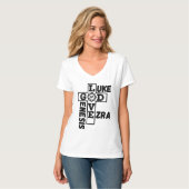 Liefde van God Bijbels kruiswoord Vrouwen V-hals T-shirt (Voorkant volledig)