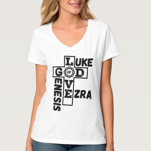 Liefde van God Bijbels kruiswoord Vrouwen V-hals T-shirt (Voorkant)
