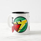 Liefde van Guyana die Guyanese vlag glimlacht Tweekleurige Koffiemok (Voorkant links)