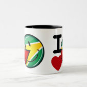 Liefde van Guyana die Guyanese vlag glimlacht Tweekleurige Koffiemok (Center)