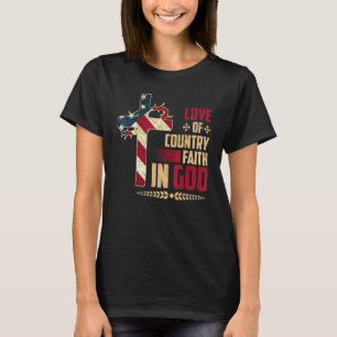 Liefde van het land geloof in God Amerikaanse vlag T-shirt