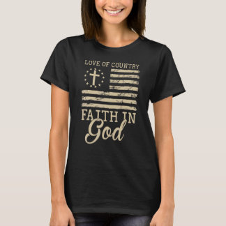 Liefde van het land geloof in God Patriottisch 4e  T-shirt