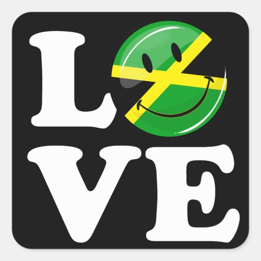 Liefde van Jamaica Lachende Vlag Vierkante Sticker (Voorkant)