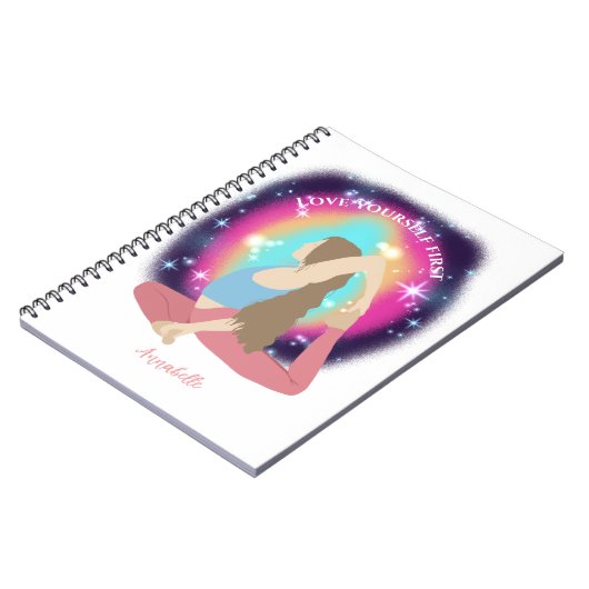 Liefde van je eerste vrouw Yoga Pose Monogram Notitieboek (Linkerzijde)