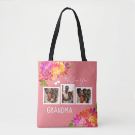 Liefde van je grootmoeder, heldere roze Florals Fo Tote Bag