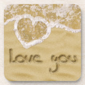 'Liefde van je' Hartelijk geschreven in het zand Bier Onderzetter (Voorkant)