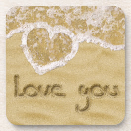 'Liefde van je' Hartelijk geschreven in het zand Bier Onderzetter