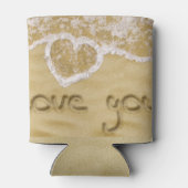 'Liefde van je' Hartelijk geschreven in het zand Blikjeskoeler (Achterkant)