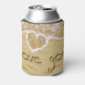 'Liefde van je' Hartelijk geschreven in het zand Blikjeskoeler (Blikje Achterkant)