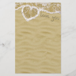 'Liefde van je' Hartelijk geschreven in het zand Briefpapier