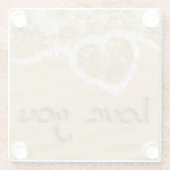 'Liefde van je' Hartelijk geschreven in het zand Glazen Onderzetter (Achterkant)