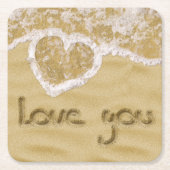 'Liefde van je' Hartelijk geschreven in het zand Kartonnen Onderzetters (Voorkant)