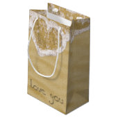 'Liefde van je' Hartelijk geschreven in het zand Klein Cadeauzakje (Achterkant Gekanteld)