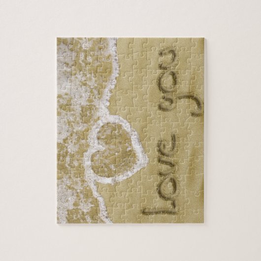 'Liefde van je' Hartelijk geschreven in het zand Legpuzzel (Verticaal)