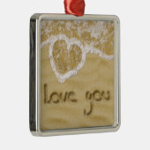 'Liefde van je' Hartelijk geschreven in het zand Metalen Ornament (Rechts)
