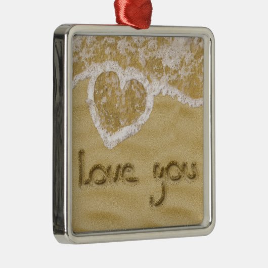 'Liefde van je' Hartelijk geschreven in het zand Metalen Ornament (Rechts)