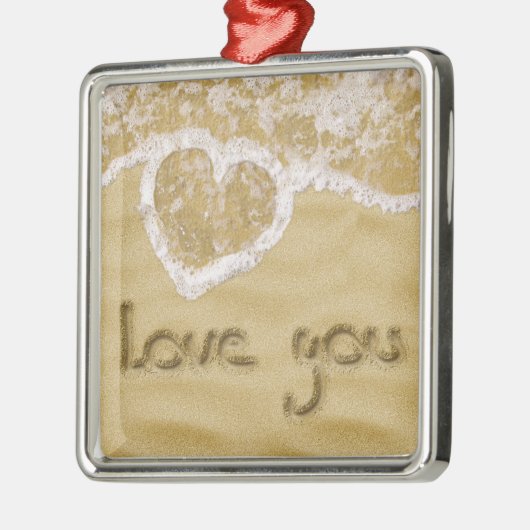 'Liefde van je' Hartelijk geschreven in het zand Metalen Ornament (Links)