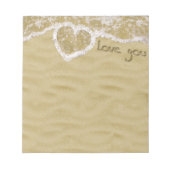 'Liefde van je' Hartelijk geschreven in het zand Notitieblok (Voorkant)