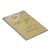 'Liefde van je' Hartelijk geschreven in het zand Notitieboek (Rechterzijde)
