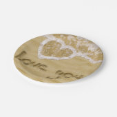 'Liefde van je' Hartelijk geschreven in het zand Papieren Bordje (Gekanteld)