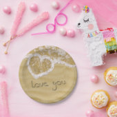 'Liefde van je' Hartelijk geschreven in het zand Papieren Bordje (Feest)