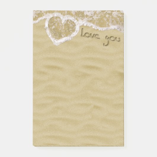 'Liefde van je' Hartelijk geschreven in het zand Post-it® Notes (Voorkant)