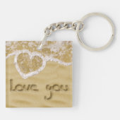 'Liefde van je' Hartelijk geschreven in het zand Sleutelhanger (Achterkant)