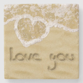'Liefde van je' Hartelijk geschreven in het zand Stenen Onderzetter