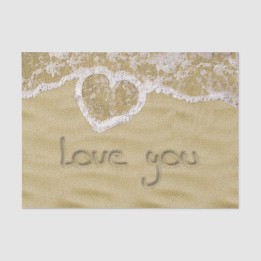 'Liefde van je' Hartelijk geschreven in het zand Tissuepapier (Voorkant)