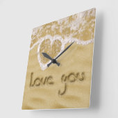 'Liefde van je' Hartelijk geschreven in het zand Vierkante Klok (Hoek)
