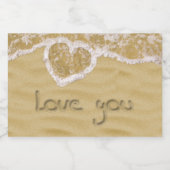 'Liefde van je' Hartelijk geschreven in het zand Voedselcontainer Etiket (Enkel label)