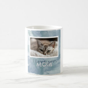 Liefde van je mam Aangepaste Blauwe Kat Foto Mok
