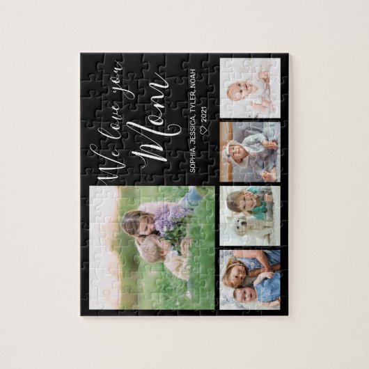 Liefde van je moeder familie Foto Collage Black Legpuzzel (Verticaal)